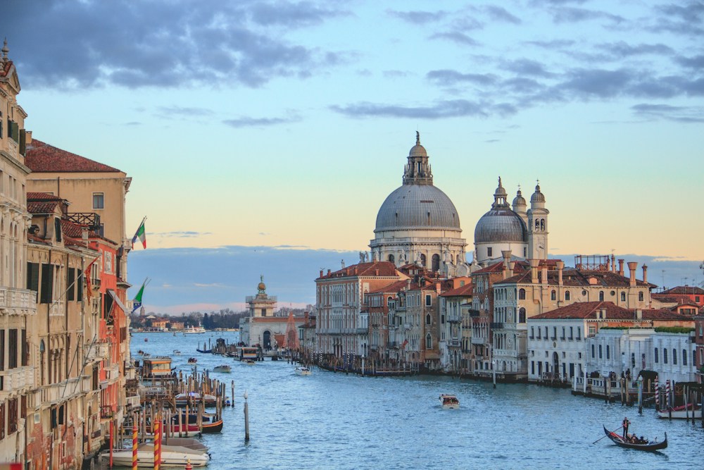 Historic European architecture along a canal